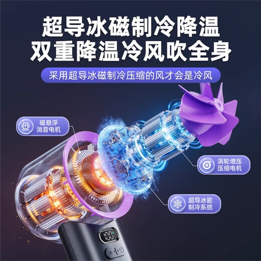 MUROVY refrigeration small fan foldable neck-handheld portable small refrigeration air conditioner desktop electric fan Dyson Purple 16 superconducting ice magnetic refrigeration 3600mAh