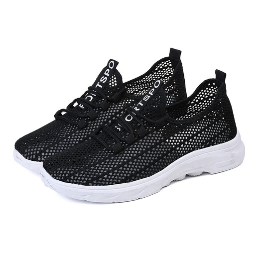 足力健大师春夏季款轻便透气网面男士休闲鞋老北京布鞋防滑软底中 dmW698男黑色 男款 39