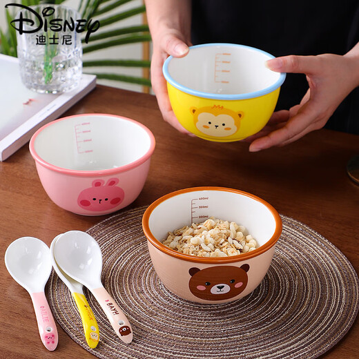 Disney Bowl Household Ceramic Rice Bowl avec échelle Internet célébrité dessin animé mignon de riz de riz bol nouilles bol à grande valeur