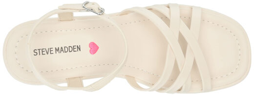 Steve Madden Girls' Shoes Unisex Crazy Wedge Sandals, White White 1 Little Kid