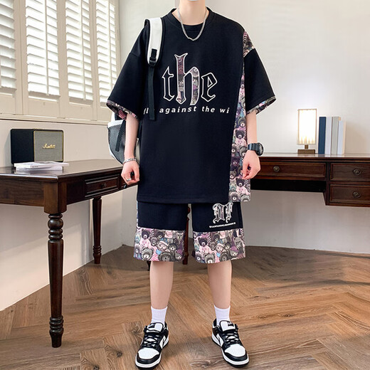 Long Taozis neuer chinesischer Stilanzug Herren Sommereis-Kurzärmer-T-Shirt-T-Shirt-Herrenshorts gepaart mit einem ungezwungenen Sportbekleid 6630 Weißer Anzug M.