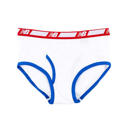 NEW BALANCE Boys' Soft Cotton Tagless Briefs (5-Pack) Royals/Shoe Red/Team Red/Stripes/White Large