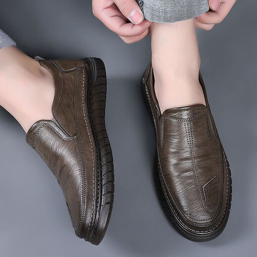 Yierkan Prince Men's Shoes Broken Code Men's Shoes Genuine Soft Leather Breathable Business Casual Shoes Tendon Soft Sole Middle-aged and Elderly Black 41