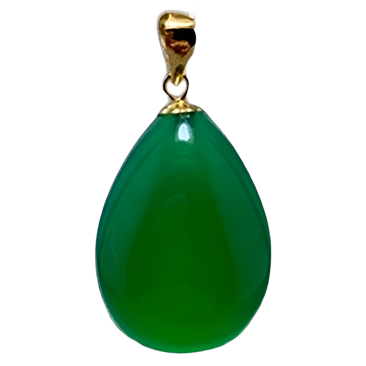 OEMG simple thickened 18K gold buckle inlaid with natural chalcedony pendant for women, versatile water drop jade single pendant, showing temperament, 18K rose gold model