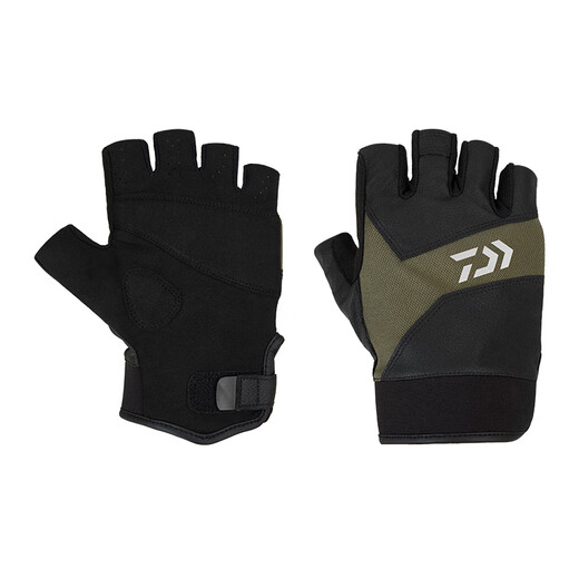 DAIWA 25 Spring/Summer DG-8125CS 3/5 Finger Lure Competition Gloves Wear-Resistant Fishing Gloves 3 Finger Exposed - Olive Green L