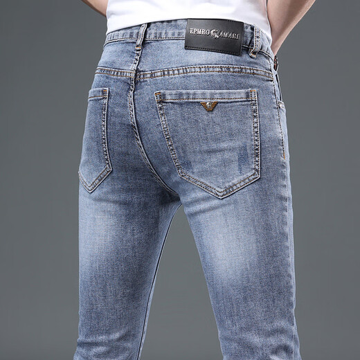 FALAMAONE Armani jeans ligeros de lujo para hombres 2025 primavera y verano finos ajustados pies pequeños elásticos casuales versión coreana de gama alta MK9901 34