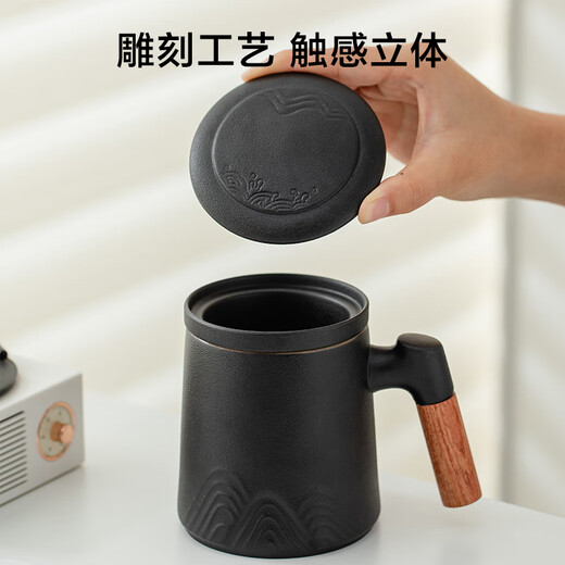 Kyoto-made teacup portable black pottery teapot tea cup kung fu tea set office cup portable teapot capacity 400ml