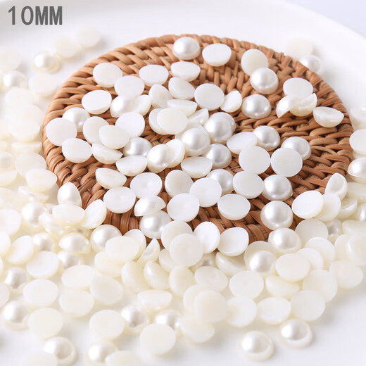 Half-faced imitation pearl semi-circle flat-bottomed round beads off-white patch diy handmade hair accessories hairpin jewelry accessories white 6mm ordinary 50 pcs