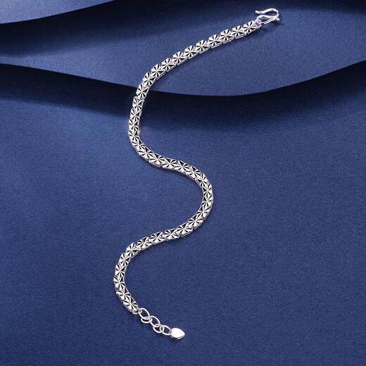 Qianshu (QIANSHU) PT950 platinum bracelet for women, solid bright faceted platinum bracelet, fashionable girlfriend Valentine's Day gift, 16+1.5 cm, weight about 5.95-6.15 grams, thick