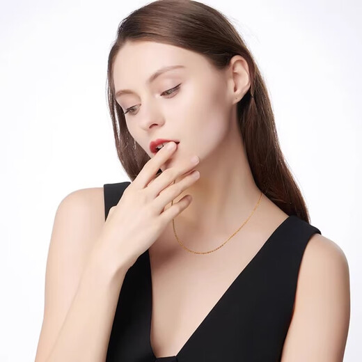 Wanmu pure gold 999 gold necklace gypsophila 24k women's clavicle chain classic versatile gold-plated Valentine's Day gift gypsophila necklace 50cm long 1.51g