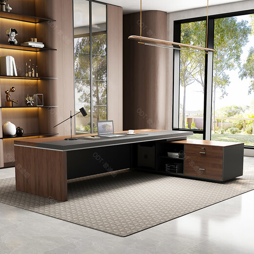 OUDITU boss desk and chair combination simple modern president desk high-end executive desk manager desk desk large leaf walnut + iron gray all over the network to as low as 1.6 meters boss desk
