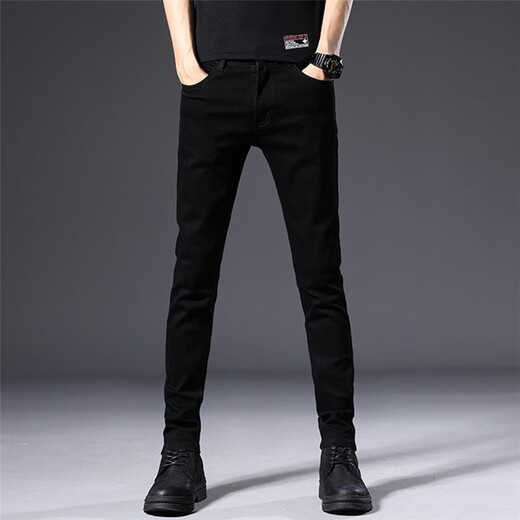 Giordano (Giordano) off-size Hong Kong high-end non-fading black velvet jeans men's slim-fitting feet autumn and winter stretch pajamas 1048 black gray slim-fitting feet one size 28