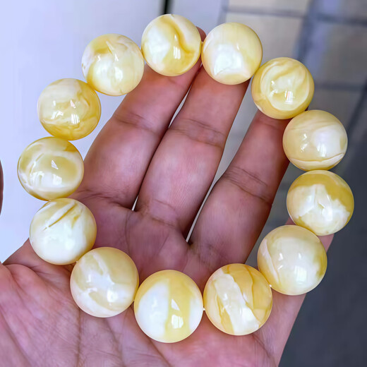 Authentic high-quality Russian beeswax bracelet 17mm porcelain white monster pattern white wax ball bracelet cultural toy jewelry
