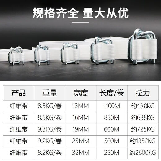 Fiber packing buckle polyester belt flexible 13-32mm wire paper-shaped steel hand-buckle strap width 13mm fiber belt about 1100 meters [affordable]
