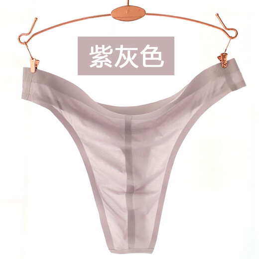 Summer breathable and sexy ice silk thong seamless one-piece mid-waist T-pants shorts thin men's underwear solid color black XL 2 feet 4-2 feet 5