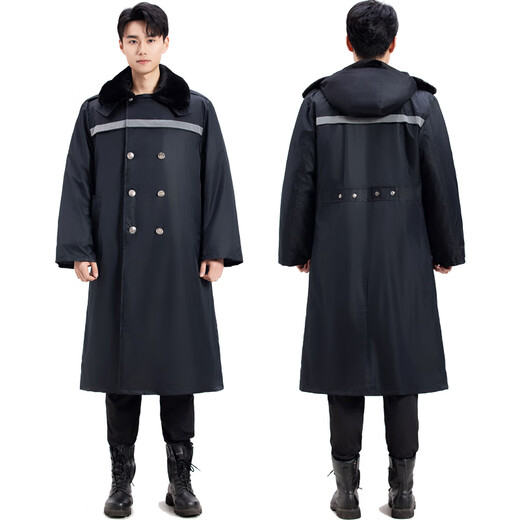Qingzang Bear Q, ZANGBEAR military coat men's winter velvet thickened long cold storage cold storage security labor protection cotton coat Northeast Army winter coat extra long 128cm with reflective strips - detachable liner hat one size fits all (120-200Jin Jin is equal to 0.5 kg)