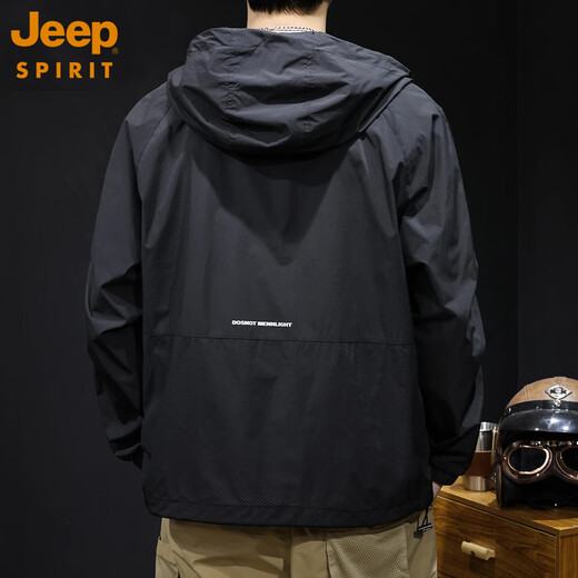 JEEP SPIRIT sun protection clothing for men 2025 new style ice silk loose large size high-end brand ice feeling summer men's fishing clothing jacket F017 blue gray M