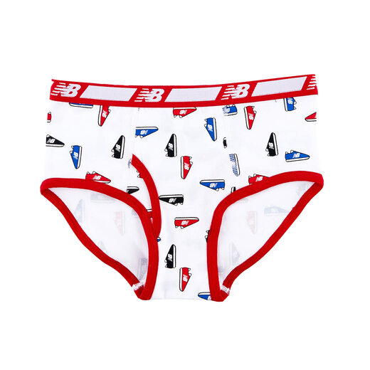 NEW BALANCE Boys' Soft Cotton Tagless Briefs (5-Pack) Royals/Shoe Red/Team Red/Stripes/White Large