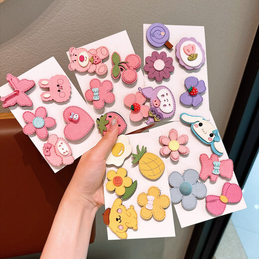 Sanrio Children's Cartoon Velcro for Girls Hair Sorting Artifact for Girls with Side Bangs Hairpins for Baby Hair Accessories Q609 Pink Strawberry Bear