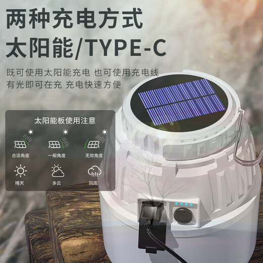 喆炜露营灯太阳能户外灯长续航帐篷应急灯充电挂灯野营马灯照明氛围 标配-9900w__50小时_单光源