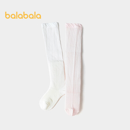 Balabala shopping mall same style girls socks children mesh socks summer over-the-knee anti-mosquito mid-calf socks two pairs pack white and red tone 00316 1-3 years old 80cm