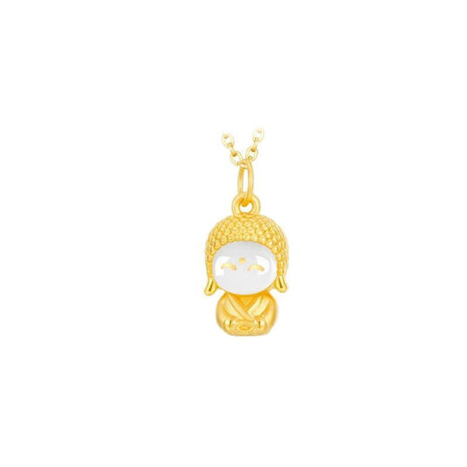 UDL Gold 24K Maitreya Little Cute Buddha Hetian Jade Pendant 999 Pure Gold Clavicle Chain Women's Pure Gold Cute Smiling Face Smiling Buddha Pendant + Box Chain 0.01g