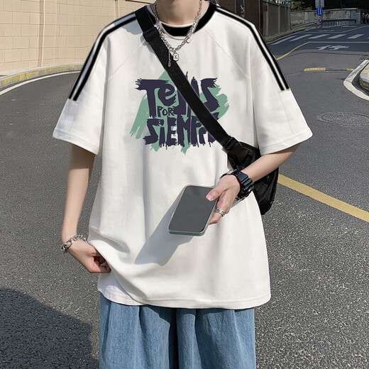 T-shirt rétro américain à manches courtes Summer 2025 Nouvelle niche de design lâche japonais Top Trendy [3899 * Lion Dance] White M 85-120Jin [Jin est égal à 0,5 kg]