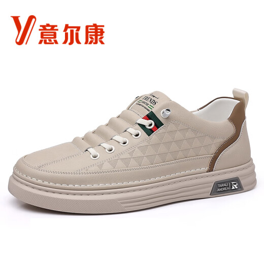 YRC意尔康运动春秋季板鞋透气小白鞋男款休闲时尚皮鞋百搭鞋 671  白色 【运动鞋尺码】 39 【标准运动鞋尺码】