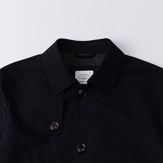 Desha Otoño Nuevo Rompevientos De Longitud Media Moda para Hombres Top De Solapa De Un Solo Pecho Chaqueta A Prueba De Viento para Hombres BR15602 Azul Oscuro XL