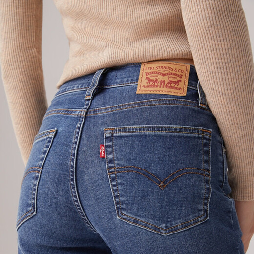 Levis Winter Warm Serie Frauen 724 hohe Taille Slim Straight American Vintage Fashion Jeans Medium Blue 25 (28)