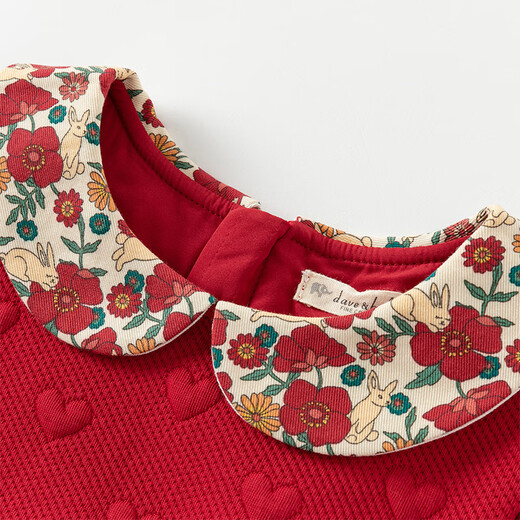 DAVE&BELLA Girls' Tank Top Children's Dress Sweet Baby Girl Dress Spring New Year Children's Dress Little Princess Dress Dark Red Ready in Stock 100 cm (recommended height 90-100cm)