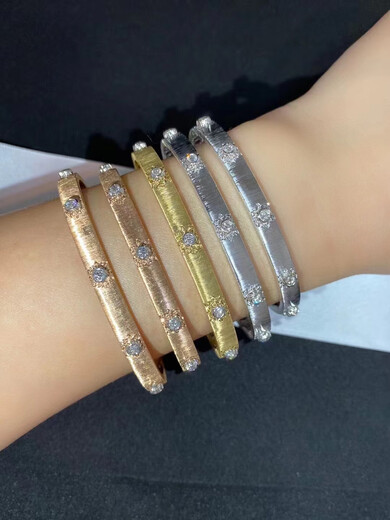 Weici 18k gold inlaid stone classic Macri brushed bracelet, retro brushed craftsmanship, Chinese style bracelet