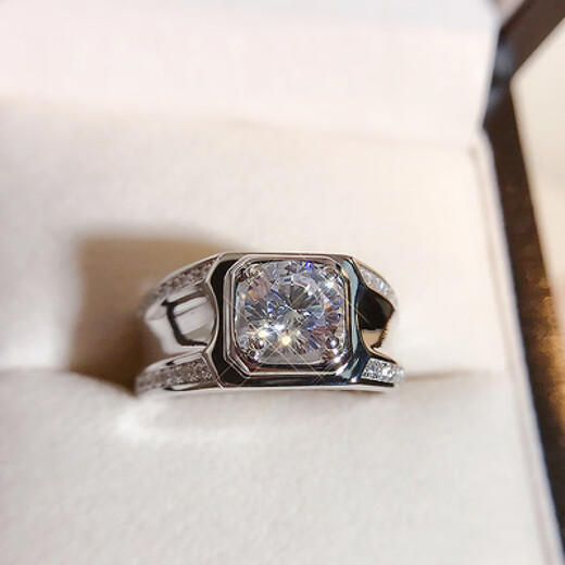 DL 1998 Fat Donglai same style platinum men's ring Pt950 moissanite diamond white gold one carat simple frosted fashion platinum-glossy men's ring