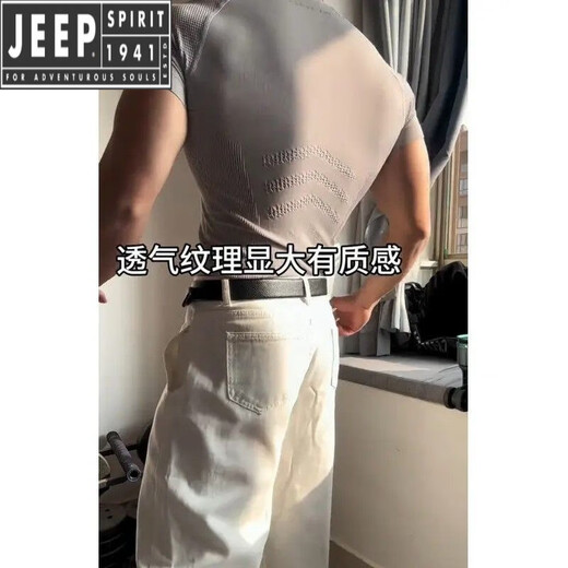 JEEP SPIRIT seamless quick-drying breathable sports fitness short-sleeved T-shirt running training cycling clothing compression tight elastic top for men classic black--quick-drying sports short sleeves M