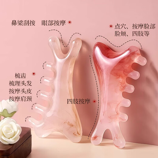 Wanlotu Vier-in-Eins-Multifunktions-Massagekamm, Meridiankamm, Gesichtslifting-Artefakt, Kopftherapie, Baggermeridiane und Schabebrett