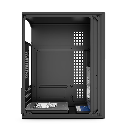 EVESKY 家悦X1 商务办公机箱电脑机箱（支持M-ATX主板/简约商务面板/USB3.0/3硬盘位/一体成型五金架构） 家悦X1黑色U3版