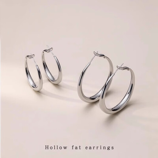 DAISY DREAM999 Silver Needle Large Circle Plain Hoop Earrings Women's High-end Ear Clip Earrings 2025 New Hot Style Earrings Earrings 999 Silver Needle 3cm Hoop Earrings