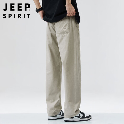JEEP SPIRIT吉普休闲裤男夏季薄款美式工装裤子男裤阔腿直筒裤 杏色  XL 