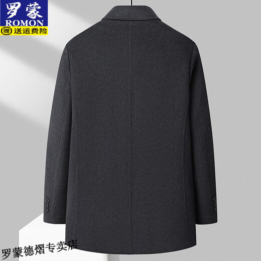 ROMON (ROMON) mid-length double-sided woolen coat for men's winter thickened wool duck down jacket for middle-aged and elderly people to removable inner liner men's clothing gray Thickened XL 180 (recommended 135-150Jin [Jin equals 0.5 kg])