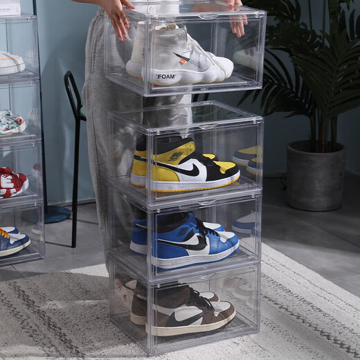 Export quality PET transparent shoe storage and organization box, sports shoe cross-border storage and dust-proof display cabinet, side-opening style, 6 pieces, single weight 1.3KG