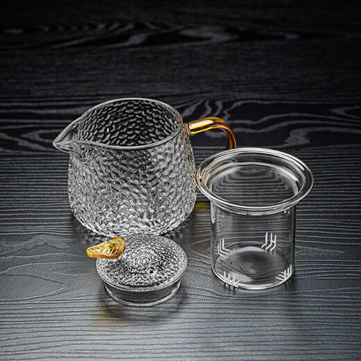 Hammered glass tea set set, high temperature resistant teapot, tea brewer, tea cup, tea water separation filter, smooth water outlet, small leaf teapot 350ML