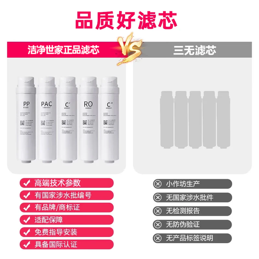Clean Shijia is suitable for Midea water purifier filter element S1 series PAC composite C1 pre-activated carbon C2 post-activated carbon RO reverse osmosis membrane water purifier filter element PAC + C2 two pack S1 series