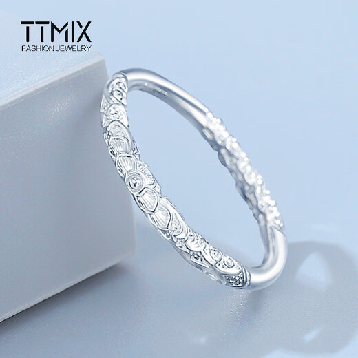 TTMIX couple platinum ring pt950 platinum men and women curly grass pattern new Chinese style gold hoop ring 13# 5.3-5.5g