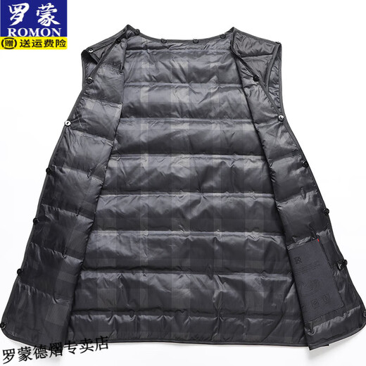 ROMON (ROMON) mid-length double-sided woolen coat for men's winter thickened wool duck down jacket for middle-aged and elderly people to removable inner liner men's clothing gray Thickened XL 180 (recommended 135-150Jin [Jin equals 0.5 kg])