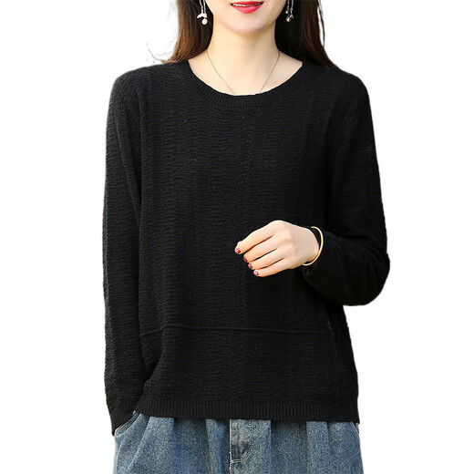 xcfreht2025文艺纯色针织衫女宽松百搭潮 黑色9901款 M  建议115-130斤