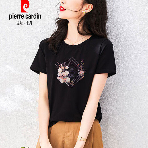 皮尔卡丹（pierre cardin）夏季棉质t恤女士短袖宽松气质洋气粉色体恤衫夏装2025年新款上衣 6172灰粉 短袖 2XL (建议135-150斤)