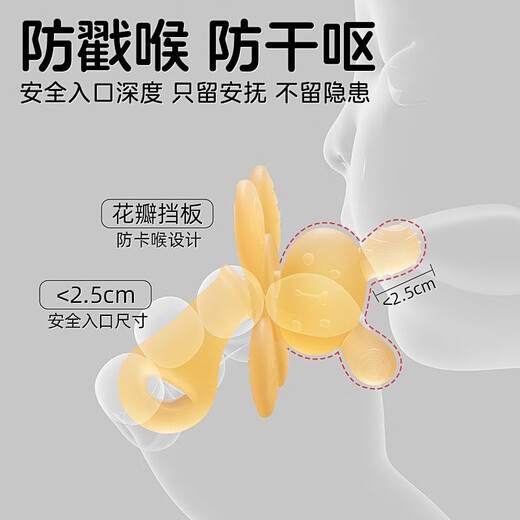 Qiaran Japanese baby teether oral period 0-6 months silicone small mushroom baby anti-eating hand artifact bite toy nano silver can be high-temperature sterilized - comes with a storage box - prevents the chain from falling off