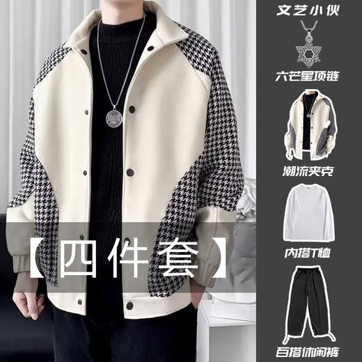 S.SOFEA men's jacket spring and autumn couple casual handsome vintage2025 W9906 beige white M [80-100Jin[Jin equals 0.5 kg]]