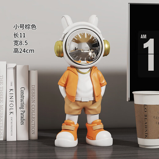 Ornements d'astronaute spatial créatif de luxe léger, faits à la main, pour la maison, le salon, le meuble TV, le hall d'entrée, le bureau, la journée des enfants, petit astronaute cool marron