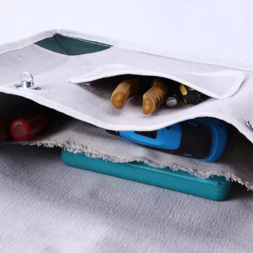 Meikejie one-shoulder thickened construction site wear-resistant white multi-functional bricklayer repair tool bag canvas white 40*12*30CM